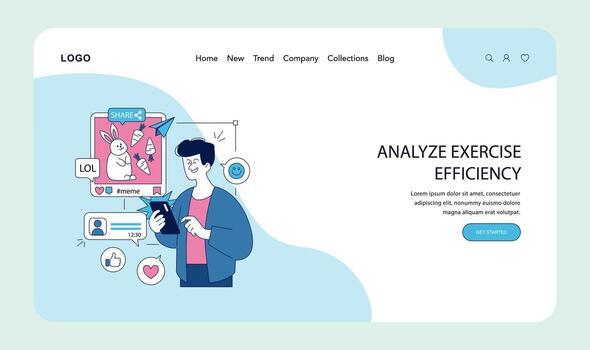 User analyzing exercise efficiency on mobile vector