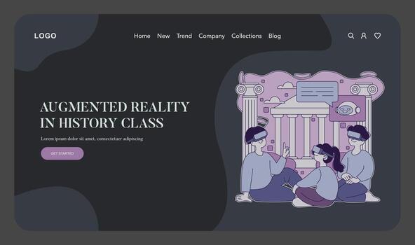 Students using augmented reality in class vector