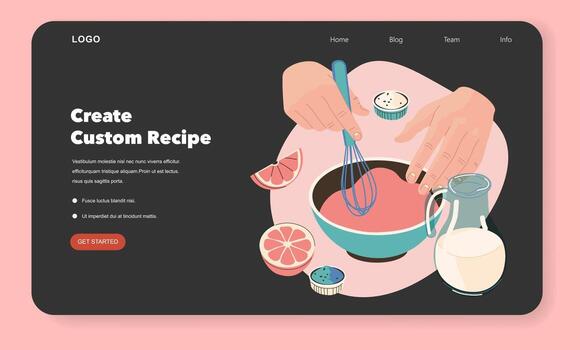 Hands mixing ingredients for custom recipe vector