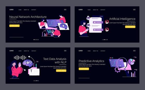 AI data analysis and architecture concepts vector