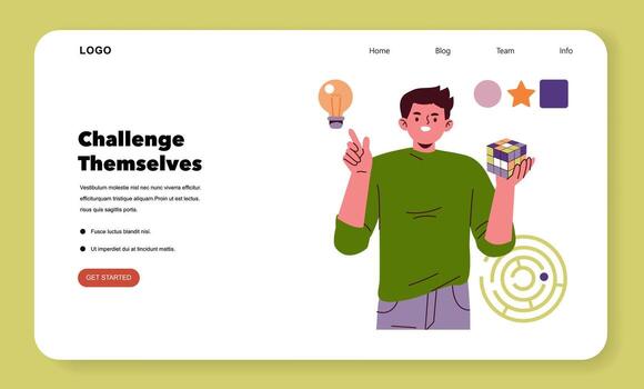 User solving a puzzle and thinking creatively vector