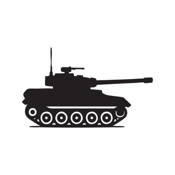 A Heavy Armored Vehicle Silhouette An Artistic Depiction of a Powerful Tank and Military Might with Distinctive Design vector