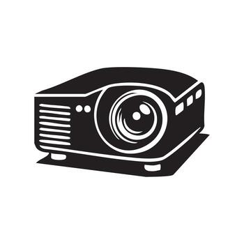 Bold Silhouette of a Projector Device Casting Shadows a Modern Minimalist Design with Clean Lines and a Tech Aesthetic vector