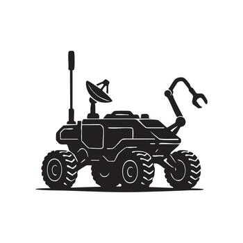 Silhouette of a Futuristic Rover Exploring the Surface Exploring New Frontiers of Science and Technology vector