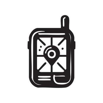 Handheld GPS Navigator Illustration Guiding Explorers with Precision Technology for Outdoor Adventures and Geolocation Finding the Exact Spot vector