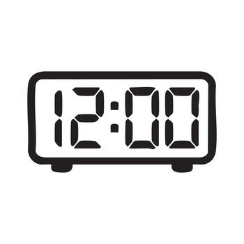 Digital Clock Displaying Twelve O'Clock Noon or Midnight Simple Illustration vector