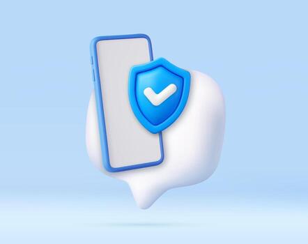 Smartphone with a security shield icon vector