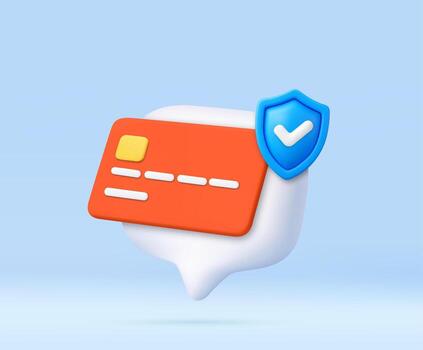 Secure payment icon with credit card vector