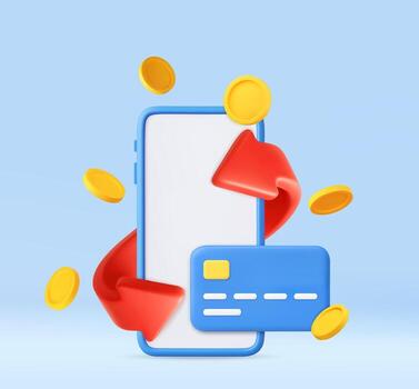 Digital payment concept with phone and card vector