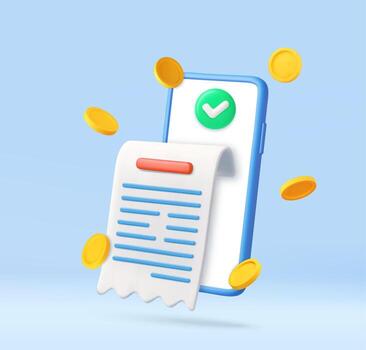 Smartphone with digital payment receipt vector