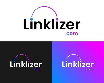 enlazador logo moderno marca identidad con degradado arco y tipografía vector