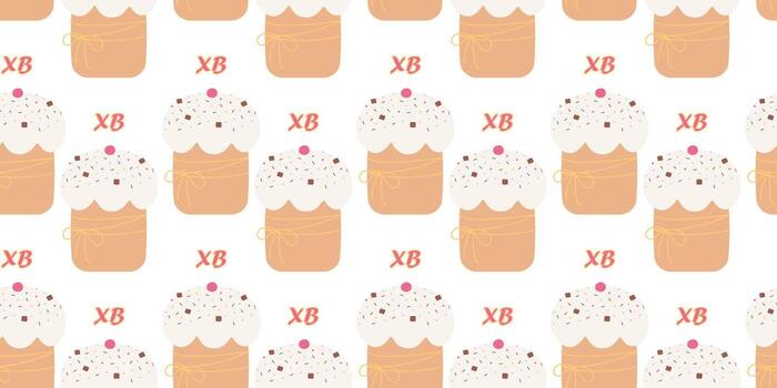 Easter Cake with Sprinkles Decoration and XB letters Seamless Pattern Easter Backdrop Banner Format. Isolated illustration Easter Greeting Invite Themed Cards Background Print or Digital design vector