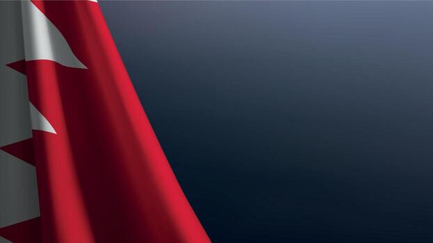 Bahrain flag with emblem on dark gradient background vector