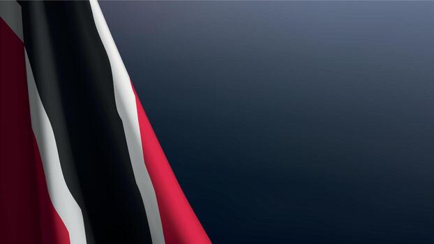 Trinidad and Tobago flag with emblem on dark gradient background vector