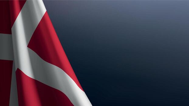 Denmark flag with emblem on dark gradient background vector