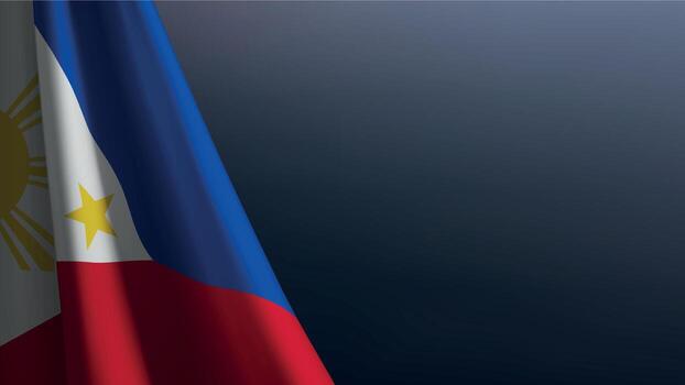 Philippines flag with emblem on dark gradient background vector