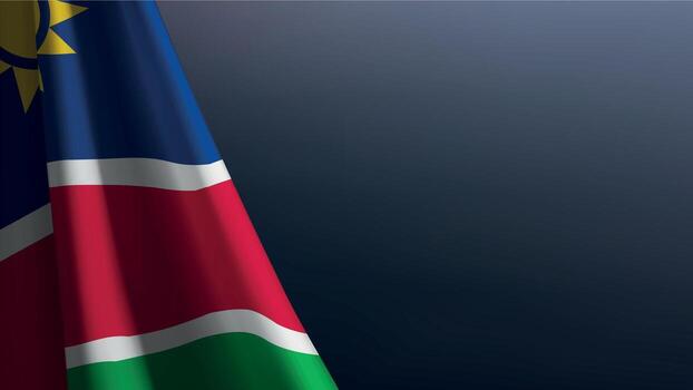 Namibia flag with emblem on dark gradient background vector