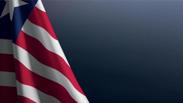 Liberia flag with emblem on dark gradient background vector