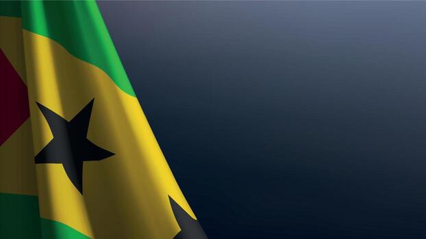 Sao Tome and Principe flag with emblem on dark gradient background vector