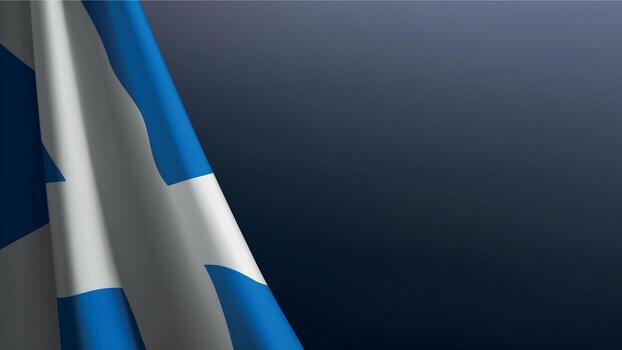 Scotland flag with emblem on dark gradient background vector