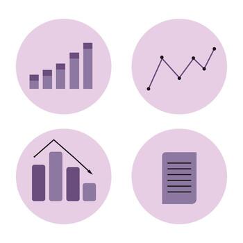 Purple bar up and down infographic chart for business data report vector