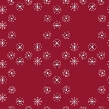 un sin costura Navidad y nuevo años modelo con copos de nieve en un rojo antecedentes. Perfecto para embalaje y saludo tarjetas, huellas dactilares, pancartas, y carteles invierno elementos en un rojo antecedentes vector