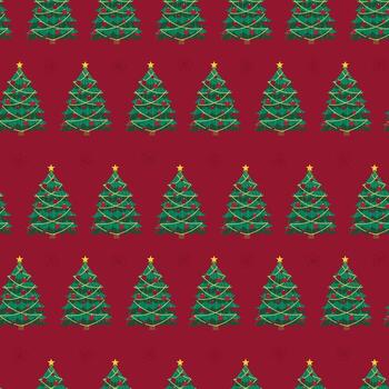 A seamless Christmas and New Year's pattern with trees and snowflakes on a red background. Perfect for packaging and greeting cards, prints, banners, and posters. Winter elements on a red background vector