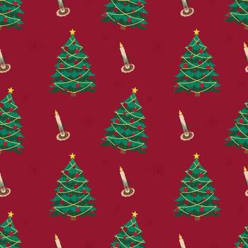 Christmas trees and candles pattern vector
