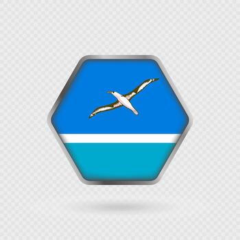 Midway Atoll flag in a hexagon frame. vector