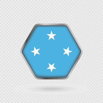 Micronesia flag in a hexagon frame. vector