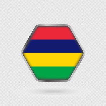 Mauritius flag in a hexagon frame. vector