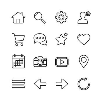 minimalista colección de esencial usuario interfaz y web diseño íconos vector