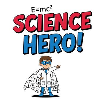Illustration of a boy dressed as a science hero with formulas cape halloween theme tshirt design vector