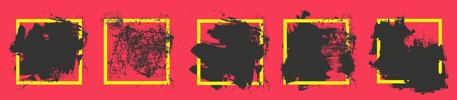 Inked on a square yellow frame. Artistic stroke in a frame. illustration. vector