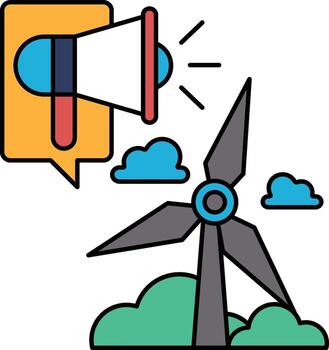 un viento turbina con un megáfono en frente de eso vector