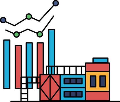 A graph is shown with a building in the background vector