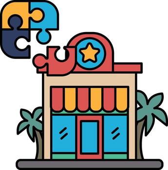 A building with a puzzle on it vector