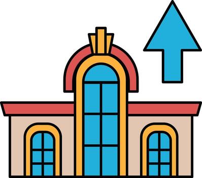 un edificio con un grande arco y un pequeño ventana vector