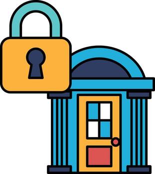 A building with a keyhole on the front door vector