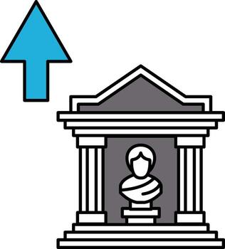 A statue of a man is sitting in front of a building with pillars vector