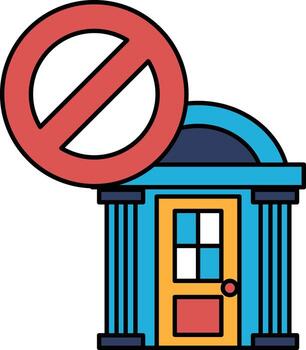 A building with a no parking sign on top of it vector