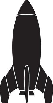 Silhouette of a retro rocket ship with fins and a pointed nose spaceship space vector