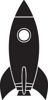 Silhouette of a retro rocket ship with fins and a window spaceship space vector