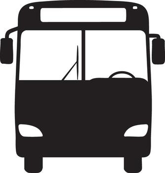 Silhouette of a bus front view with windshield and headlights vehicle transportation vector