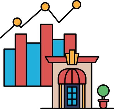 A building with a large window and a small balcony vector