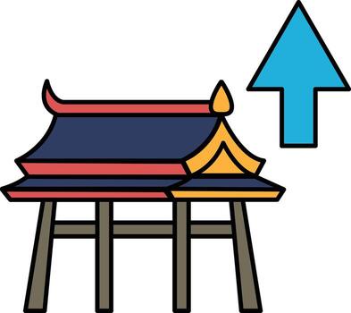 A building with a roof that has a triangle on it vector