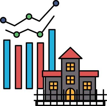 A graph with a house and a fence in the background vector