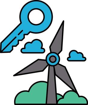 A windmill with a key on top of it vector