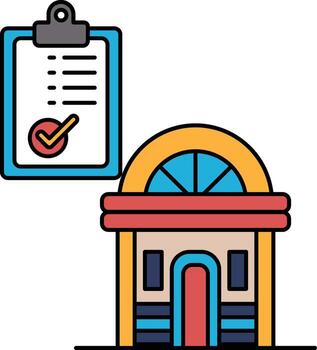 A building with a sign that says Checked on it vector