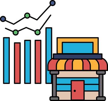 A graph is shown next to a building vector